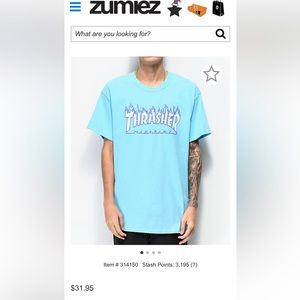 Thrasher Flame Sky Blue T-Shirt